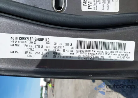 2013 Dodge Journey Sxt из США, поврежденный, VIN 3C4PDDBG4DT619861